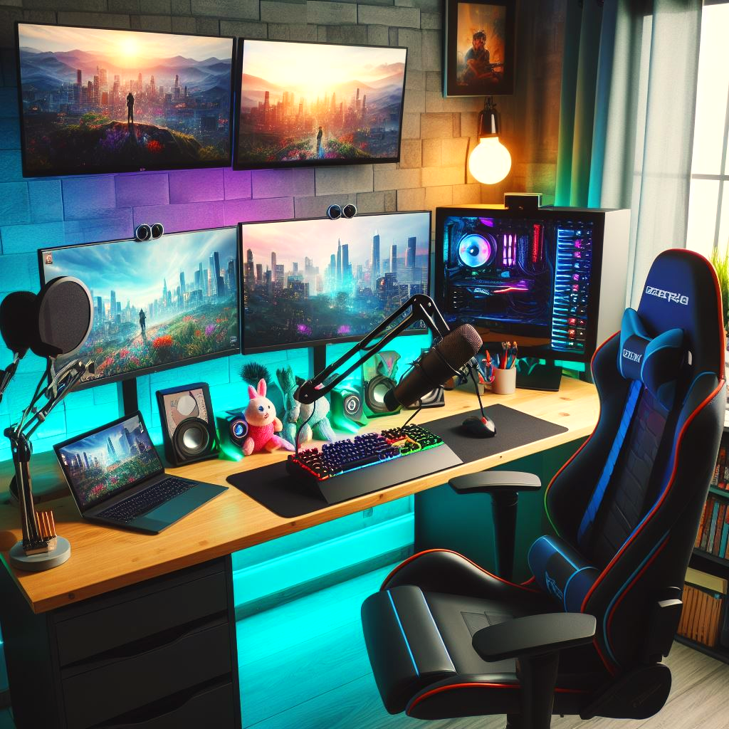 colorful streaming setup