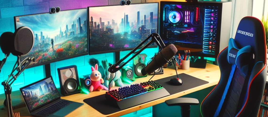 colorful streaming setup